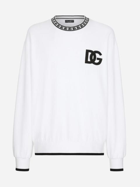 Jersey round-neck sweatshirt with DG embroidery