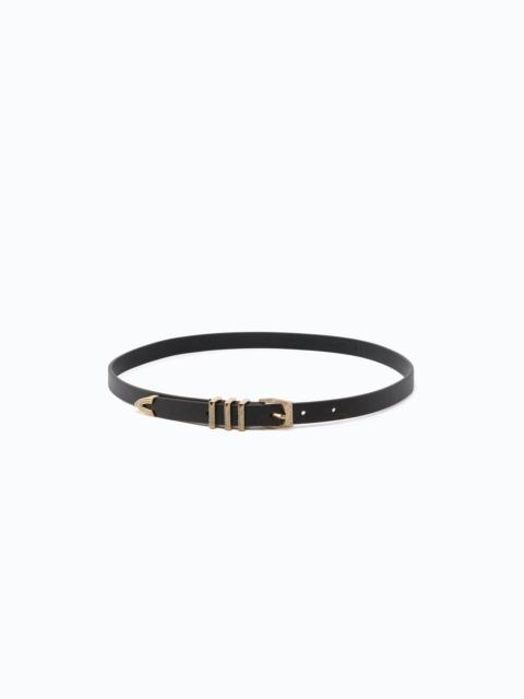 PINKO LEATHER BELT WITH RHINESTONES, 1.5 CM