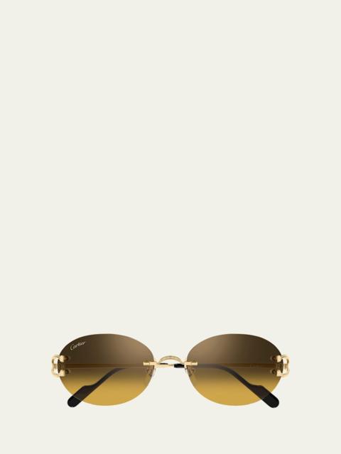 Cartier Decor Classic C de Cartier 55mm Rimless Oval Metal Sunglasses