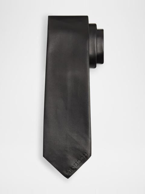 Alexander McQueen Men's Solid Lamb Leather Tie