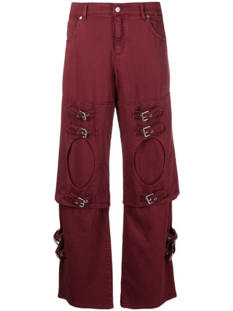 Blumarine mid-rise buckle-embellished boyfriend jeans