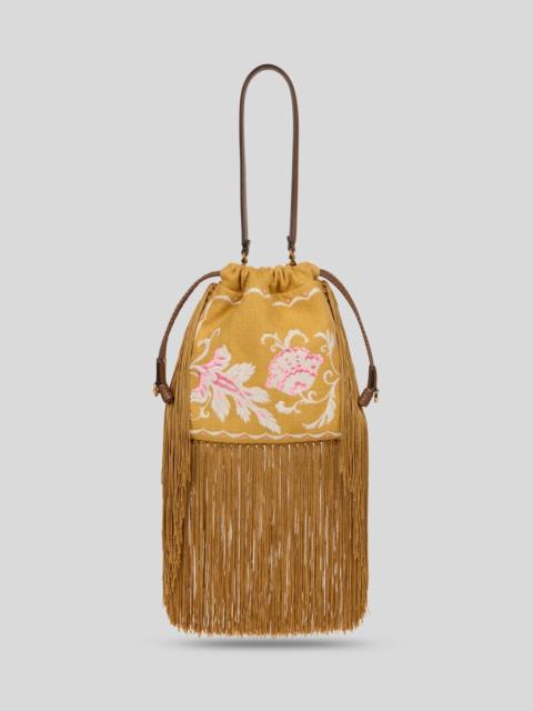 Etro SMALL LINEN-BLEND KALISPERA BAG WITH EMBROIDERY AND FRINGES
