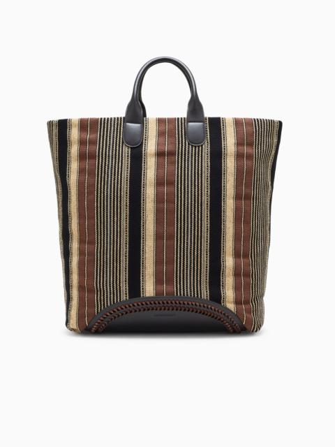 SHOPPER BAG IN VERTICAL STRIPED FABRIC