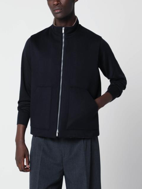 LARDINI Blue zip-up vest in wool and cashmere