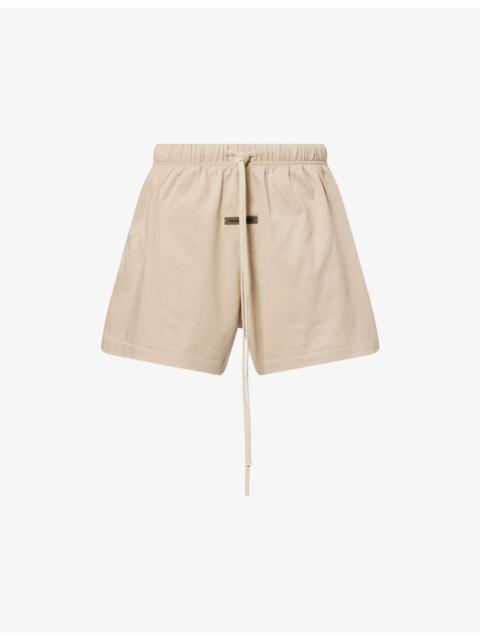 ESSENTIALS Relaxed-Fit Logo-Patch Cotton Shorts