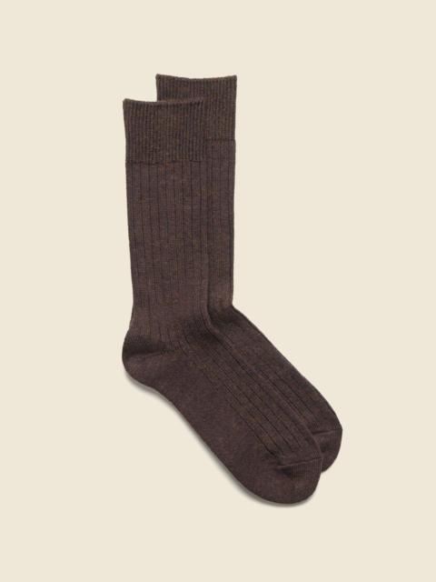 ROTOTO® Cotton Wool Rib Sock - Dark Brown