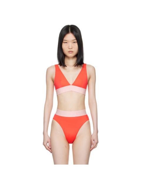 VERSACE Orange Greca Border Bikini Top
