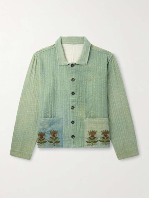 KARTIK RESEARCH Embroidered Kantha Cotton-Gauze Chore Jacket