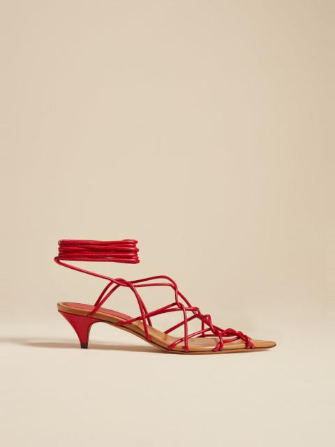 KHAITE The Arden Low Heel in Red Leather