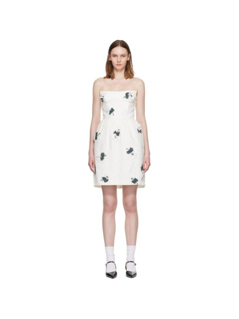 SHUSHU/TONG White Floral Appliqué Strapless Minidress
