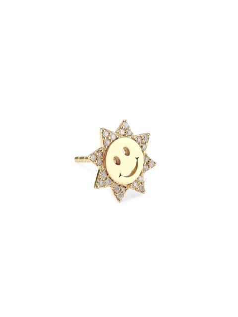 SYDNEY EVAN 14K Yellow Gold & Diamond Happy Face Single Stud Earring