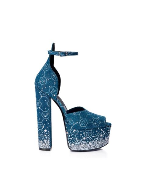 PHILIPP PLEIN monogram rhinestone platform sandals