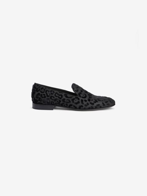 Roberto Cavalli Black slippers with Jaguar skin print