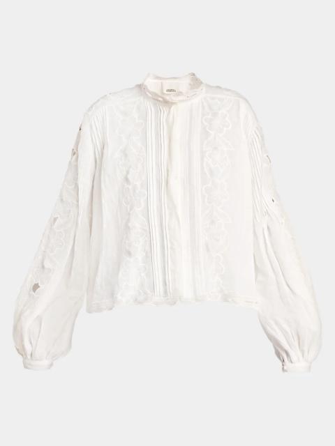 Isabel Marant Rubra Embroidered Ramie Button-Down Top