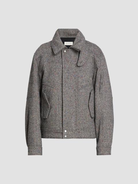 Dries Van Noten Men's Tweed Wool Zip-Front Jacket - Black