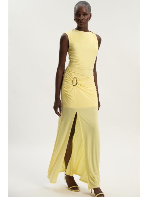 KAREN MILLEN Drapey Crepe Trim Detail Ruched Maxi Dress