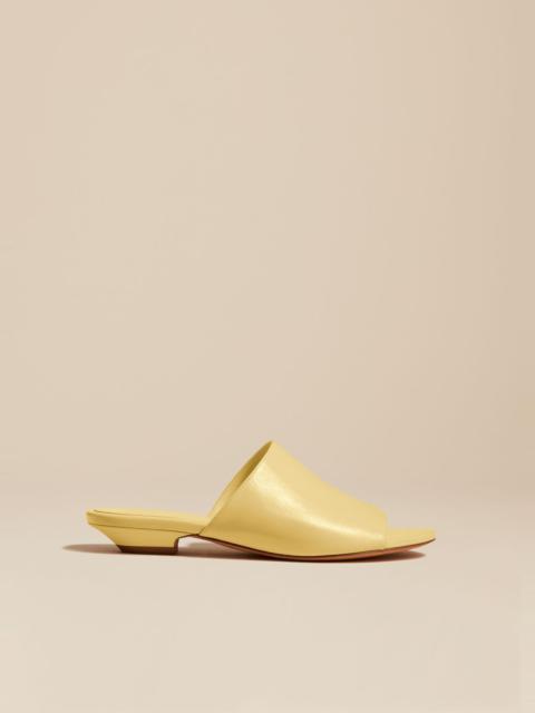 The Marion Slide in Pale Yellow Leather