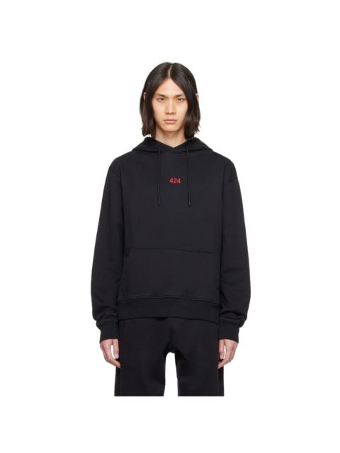 424 Black Embroidered Hoodie