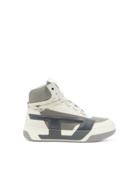 Diesel S-D-OLLIE - HIGH-TOP LEATHER SNEAKERS WITH D LOGO