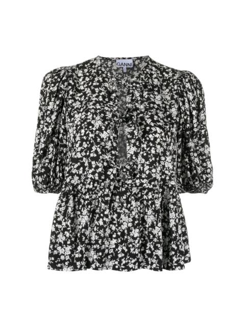 floral-print blouse