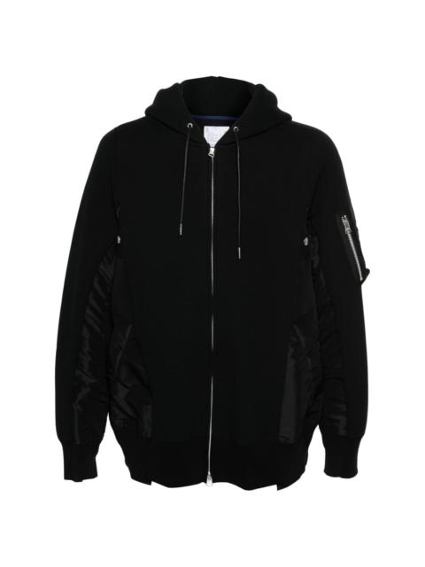 panelled drawstring hoodie