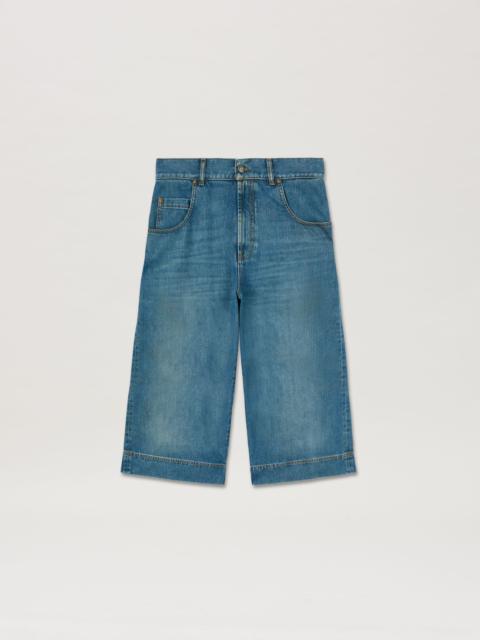 Palm Angels Lasered Curved Logo denim bermuda
