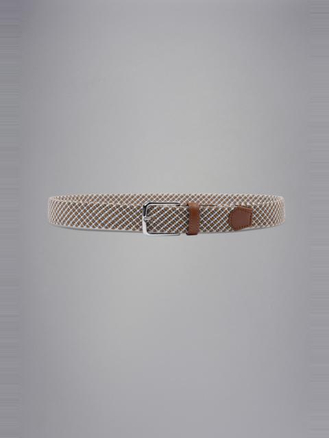 Paul & Shark LEATHER TRIMMED WOVEN ELASTIC BELT