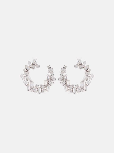 SUZANNE KALAN Chloé 18kt white gold hoop earrings with diamonds