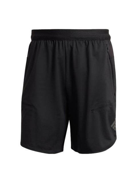 adidas Men's adidas Printing Brand Logo Solid Color Gym Shorts Black HB6526