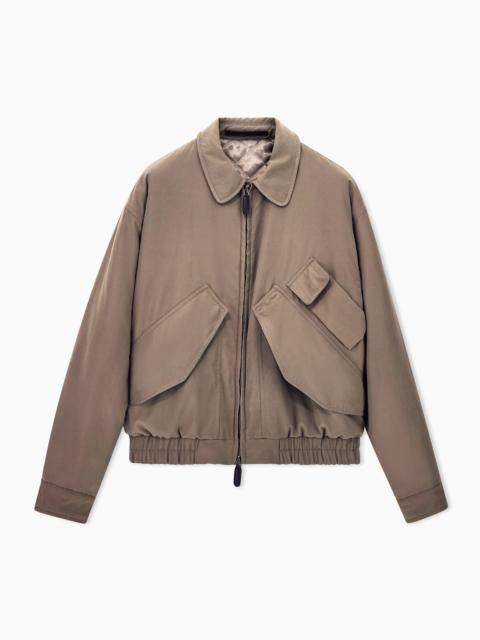 GIORGIO ARMANI BLOUSON JACKET OVERSIZED IN SATIN WITH SUEDE EFFECT