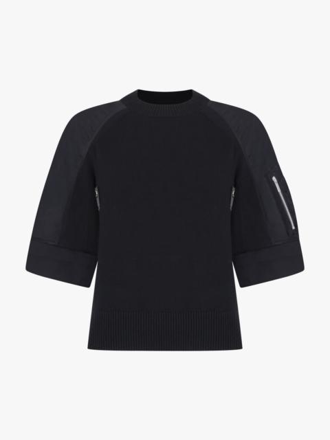 S/S CONTRAST SLEEVE TOP | BLACK