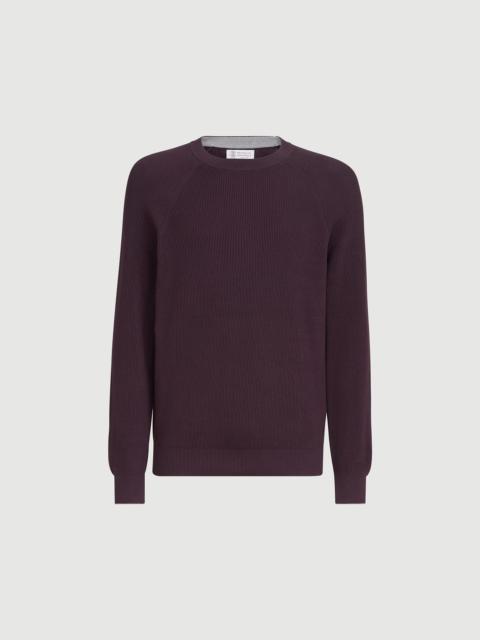 Brunello Cucinelli Cotton English rib sweater with raglan sleeves