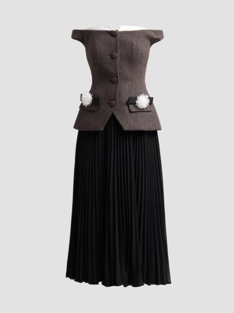 self-portrait Women's Off-the-Shoulder Chiffon Midi Dress - Brown