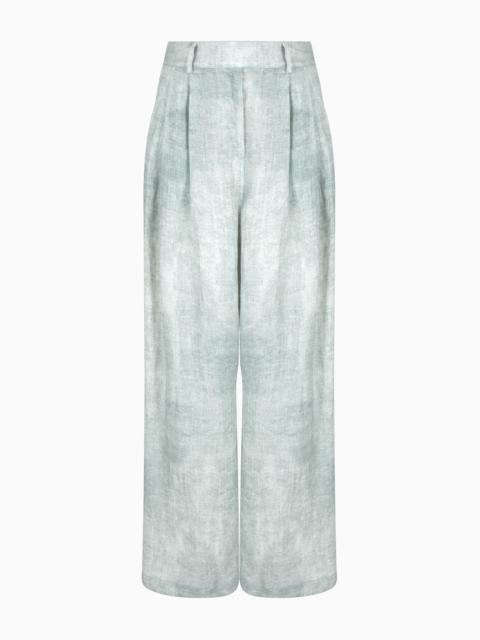 GIORGIO ARMANI Denim-effect linen two-dart trousers
