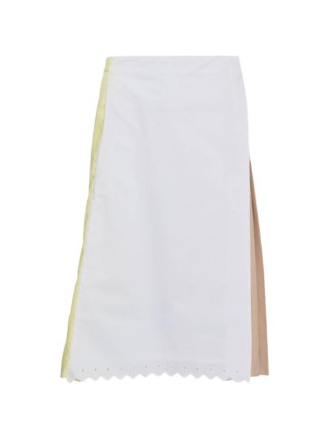 pushBUTTON pleated colourblock midi skirt