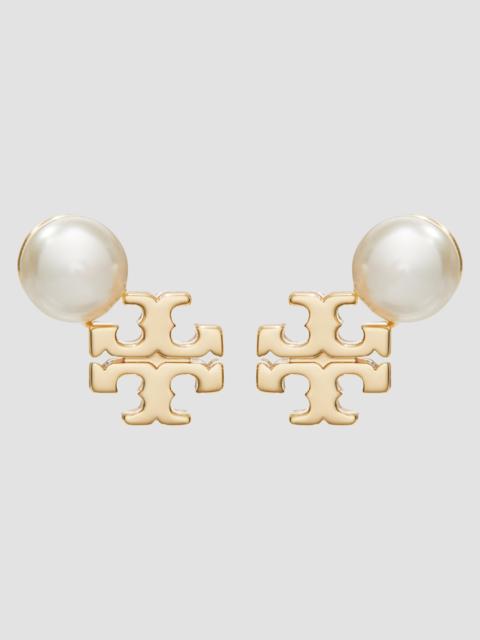 TORY BURCH Women's Moondance 18K-Gold-Plated & Imitation Pearl Logo Stud Earrings - Tory Gold Pearl