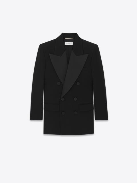 SAINT LAURENT double-breasted tuxedo jacket in grain de poudre