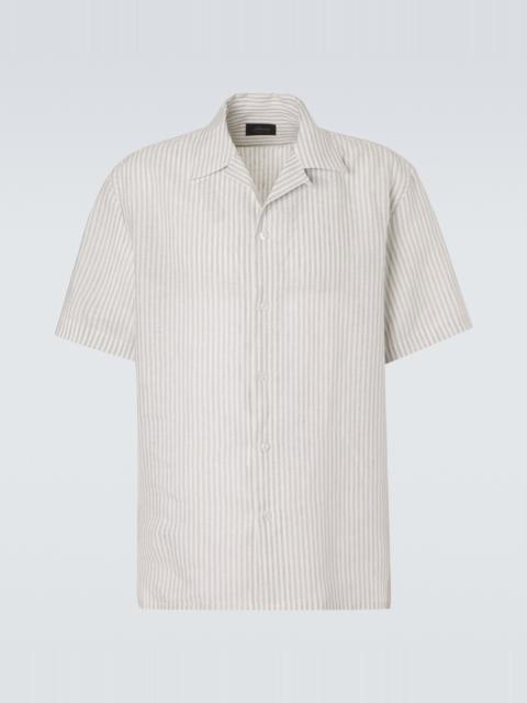 Brioni Striped linen bowling shirt