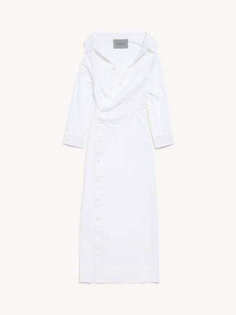 BALENCIAGA Women's Off-shoulder Shirt Dress in White