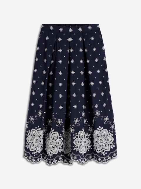 BODEN Verity Broderie Poplin Skirt-Navy