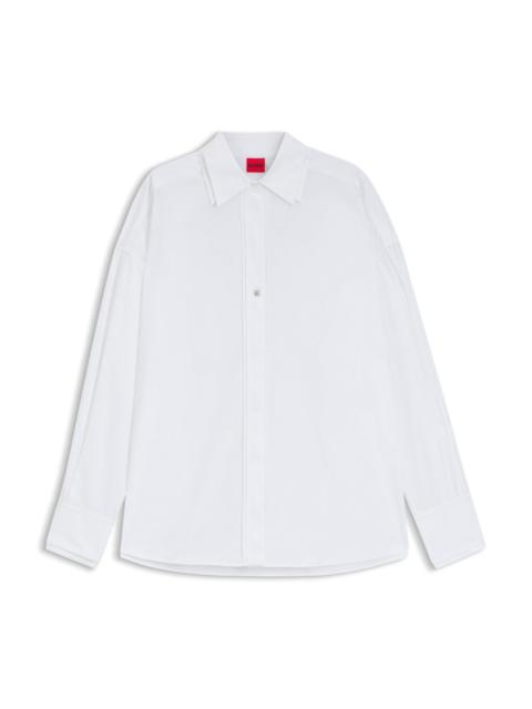 HUGO REGULAR-FIT BLOUSE WITH STACKED-LOGO BUTTON