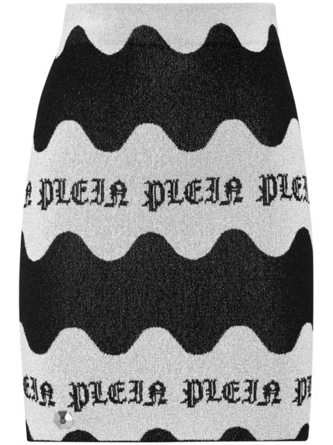 PHILIPP PLEIN logo-jacquard lurex miniskirt