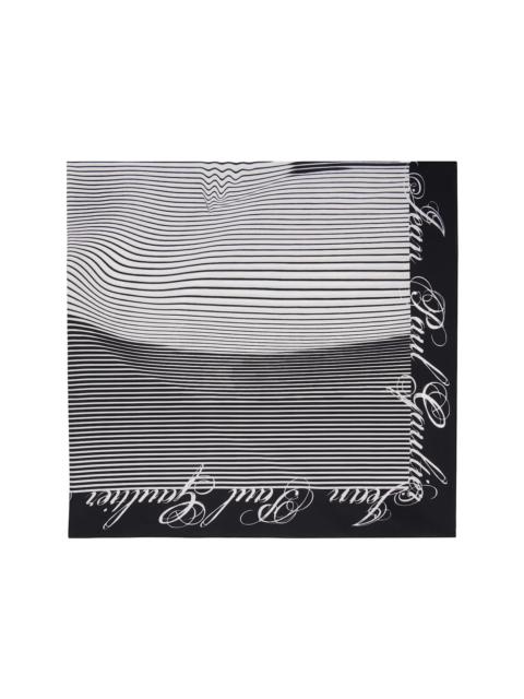 Jean Paul Gaultier Black & White Pareo Printed Pinstripes Body Morphing Scarf