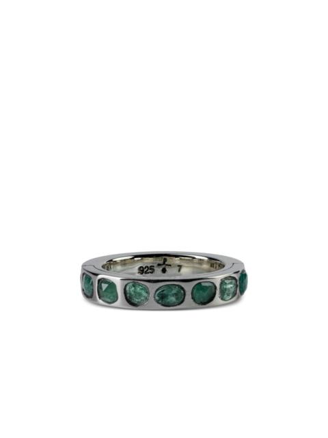 Parts of Four sterling silver Sistema emerald ring