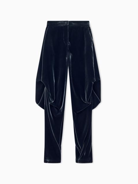 GIORGIO ARMANI TROUSERS REGULAR FIT IN SILK VELVET WITH DRAPED KNEE