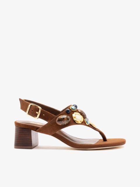 Larroudé Talitha Block Sandal Burnt Umber Suede