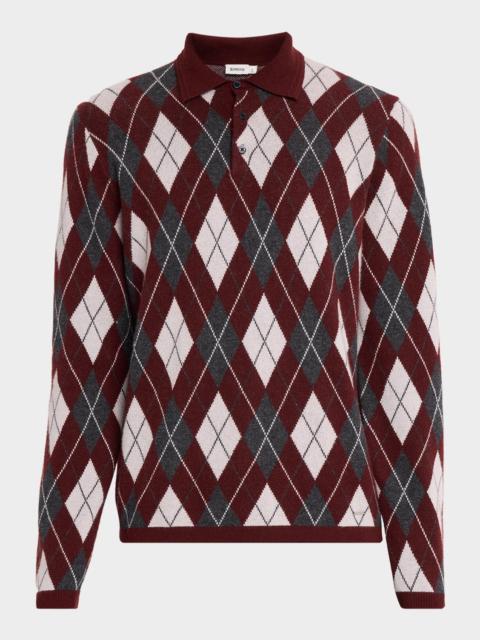 SIMKHAI Men's Callum Argyle Polo Sweater