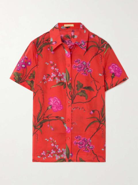 Swinbrook floral-print cotton and linen-blend shirt
