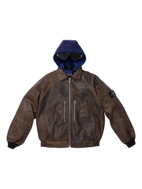 Supreme x STONE ISLAND FW23 Week10 Leather Bomber Jacket 'Brown' SUP-FW23-165