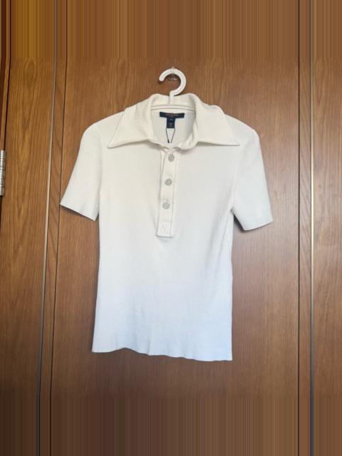 Louis Vuitton Louis Vuitton Crystal Button Knit Polo Short Sleeve Top